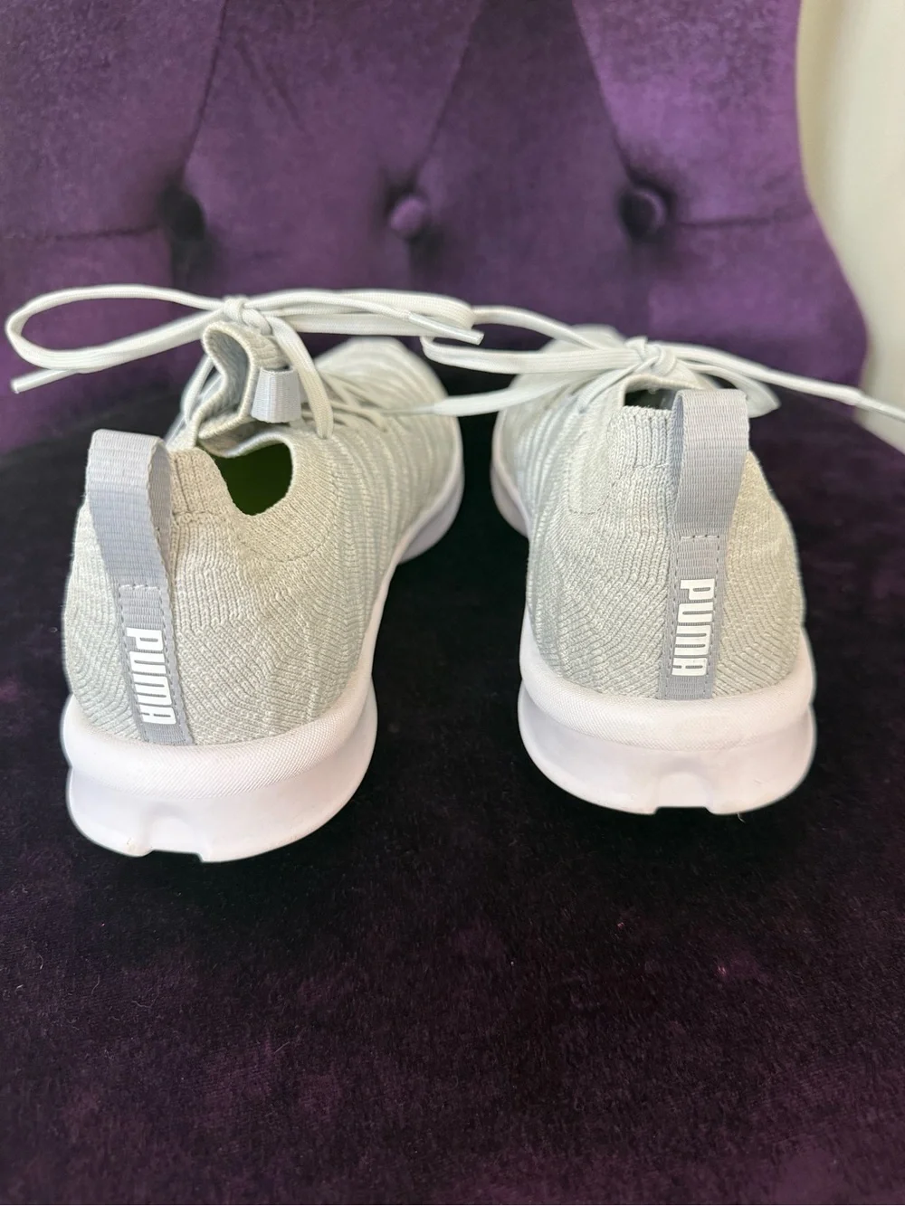 Light Grey Knit Lace-Up Sneakers